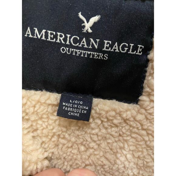 American eagle women’s cream colored fleece jacket size large - Picture 4 of 10